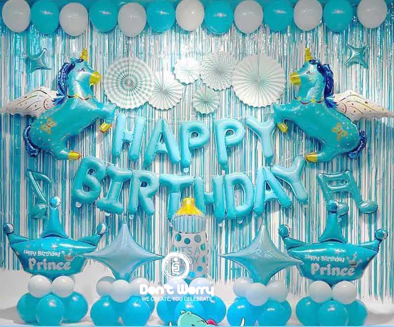 Blue Unicorn theme Birthday Decoration at Home for your Kids(Tanmay)