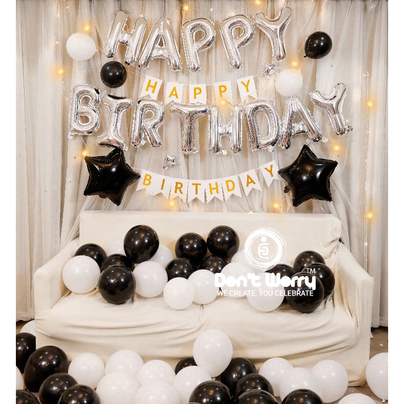 Black & White theme Birthday Decoration at Home for your Family
