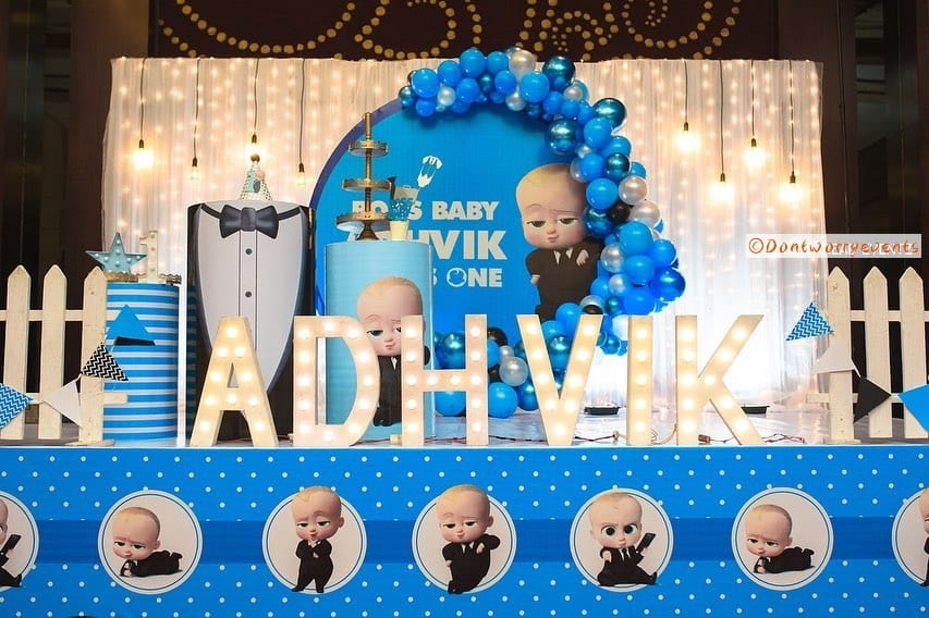 Danmark syreindhold kone Boss Baby birthday theme for Boy | Baby Boss Theme Ring Stand Decoration |  Visit Bycol.in | Don't Worry Events | Baby Boss Birthday Decoration |  Birthday Party Decoration | Blue theme