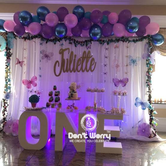 BEAUTIFUL DECORATION ON BUTTERFLY THEME FOR 1ST BIRTHDAY PARTY